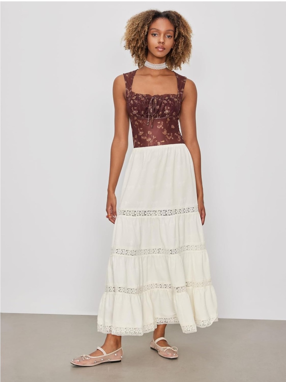 Cider Cream Tiered Maxi Skirt